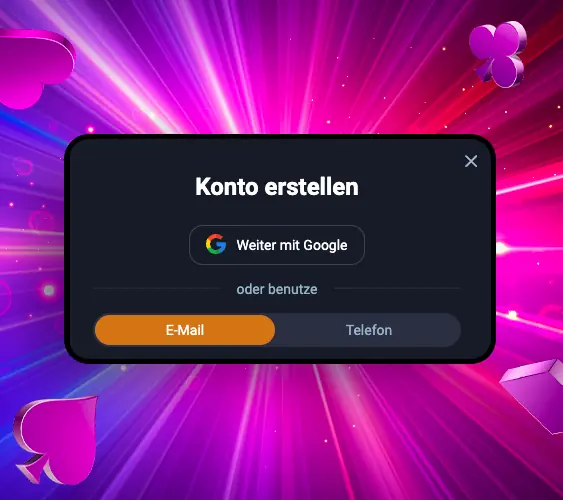 Auswahl der Registrierungsmethode